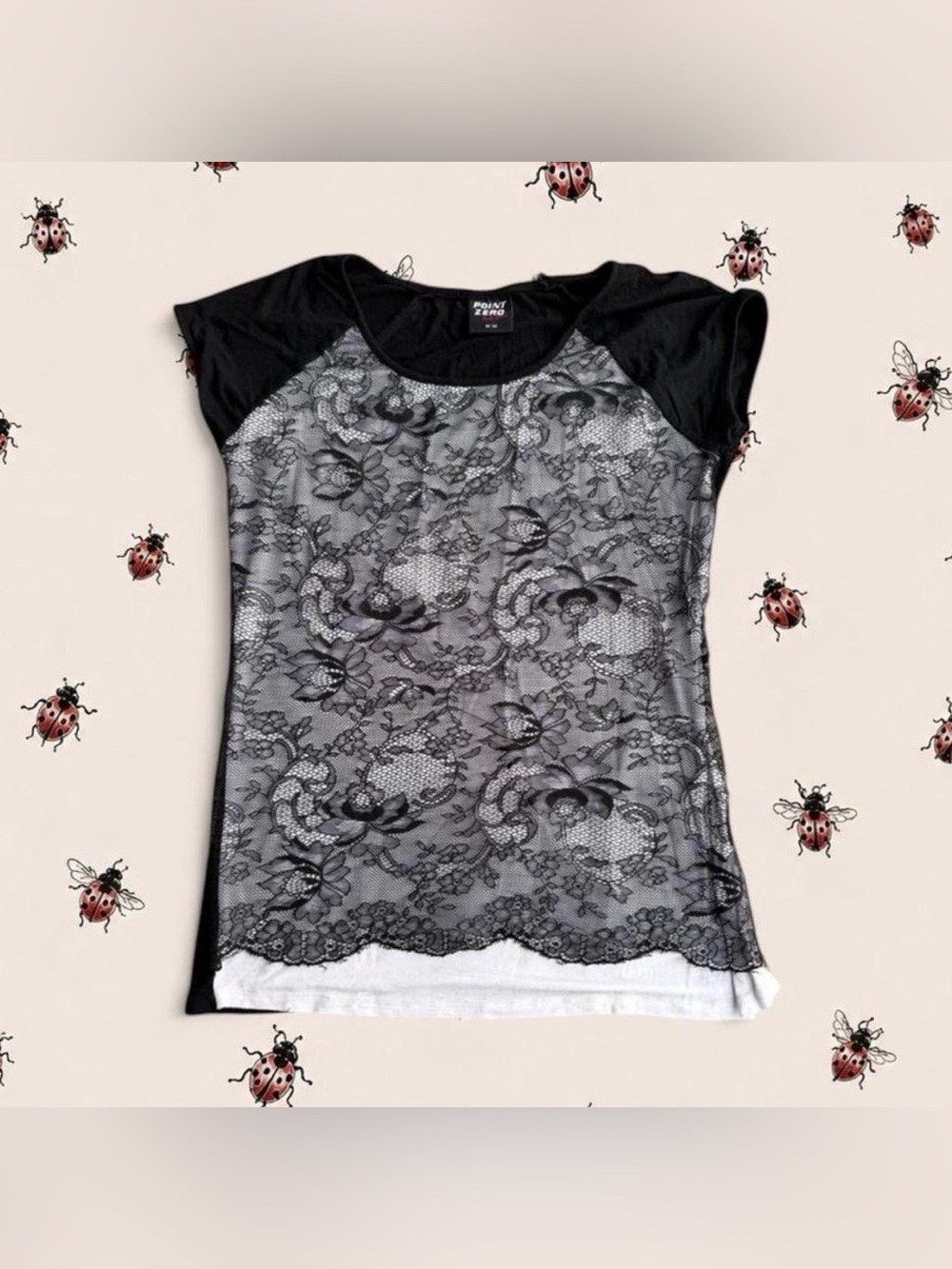 Point Zero Black and white lace top